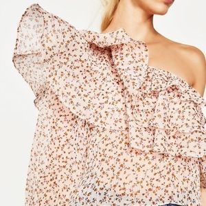 Zara Floral Off The Shoulder Top Medium